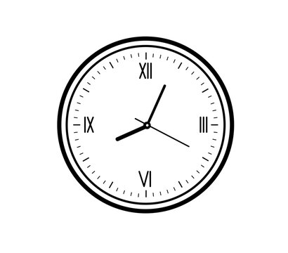 recommend clip art: Wall clock with roman numerals. Simple wall clock. Minimalist watch. modern design wall clock. Analog clock. Vector illustration