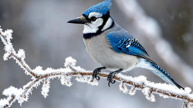 Blue Jay in Winter Wonderland