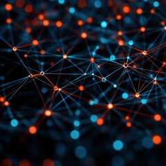 Fototapeta premium Abstract network of connected nodes in vibrant colors, showcasing technology and innovation in a modern digital world.