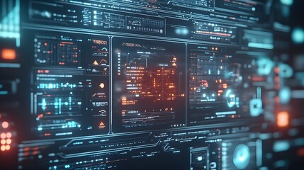 Obraz premium Modern HUD interfaces layered on a smooth muted background