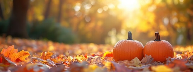 The Autumn Pumpkins in Nature