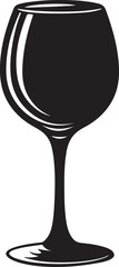 Silhouette of three empty wine glasses on a white background.