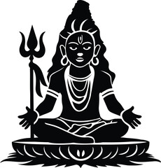 Lord Shiva face silhouette vector illustration