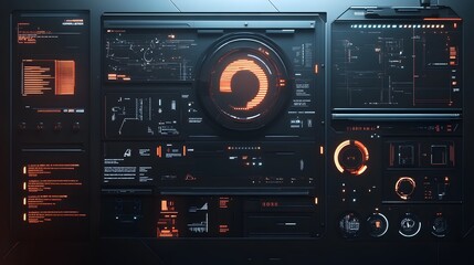 Fototapeta premium Minimalist HUD components arranged on a smooth muted background