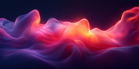Obraz premium Abstract glowing waves in shades of pink, red, and orange.