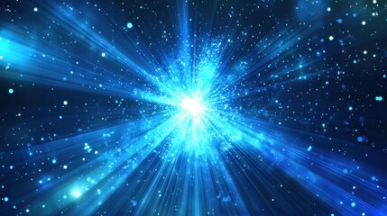 Naklejka premium Abstract Blue Light Explosion with Sparkles