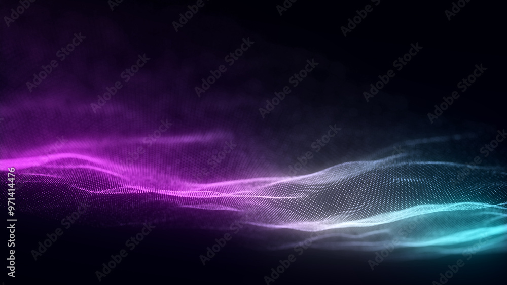 Aufkleber dynamic blue wave of particles and lines. abstract futuristic background. big data visualization. 3d