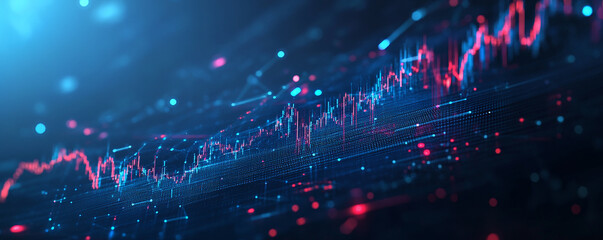 Obraz premium A dynamic stock market graph with glowing lines and data points