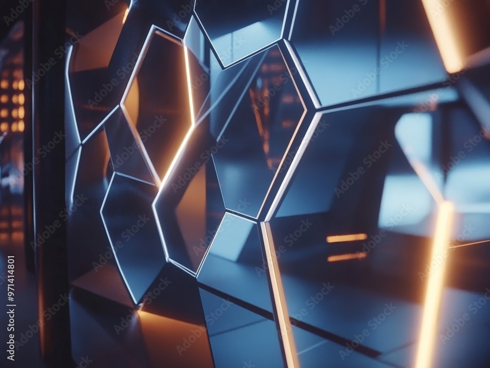 Poster abstract geometric pattern with glowing lines.