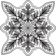 Adobe Illustrator Artwork, hand drawn flourish holiday decoration snowflake.