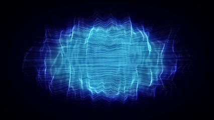 Technology blue sphere with connecting dots and lines. Digital abstract network structure. 3D rendering.