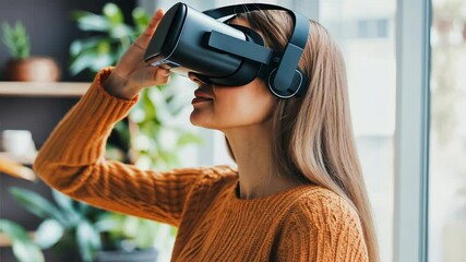 Virtual Property Tours: Immersive Real Estate Experience, person using a virtual reality headset to explore a property - Powered by Adobe