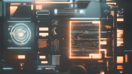 Obraz premium Modern HUD elements arranged on a smooth muted background