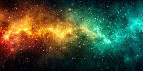 Obraz premium A vibrant, colorful galaxy with a mix of red, orange, yellow, green, and blue.