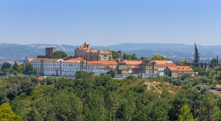 Fototapeta premium Tomar Portugal, Knights Templar castle and Convent of Christ a total view, a UNESCO World Heritage Site.