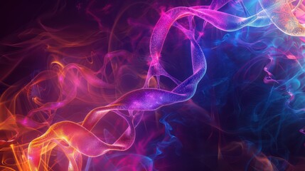 Vibrant abstract design featuring colorful swirling strands, evoking a sense of motion and creativity in digital art.