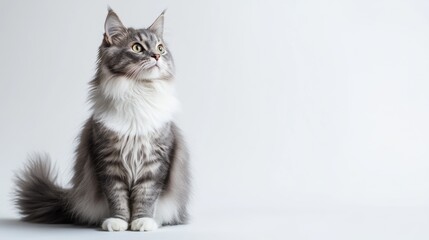 Obraz premium Gray and White Cat Sitting