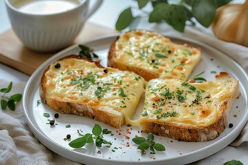 Delicious Toasted Cheese with Herbs and Spices