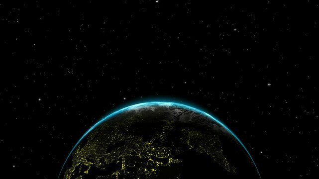 Background with Earth Rotation and Moving Sunlight, Space, Unique Design, Exclusive
