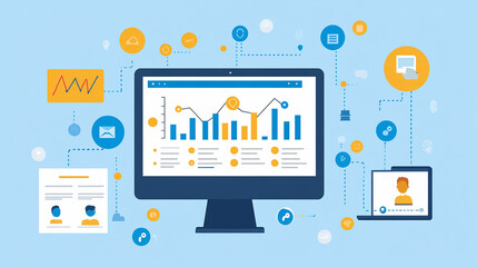 Fototapeta premium Customer relationship management (CRM) systems help businesses maintain detailed records of interactions with clients. By analyzing customer data companies can personalize their marketing efforts