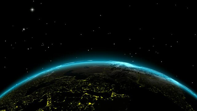 Background with Earth Rotation and Moving Sunlight, Space, Exclusive, Unique Design
