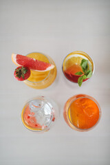 delicious alcoholic drinks stand on the table in a restaurant