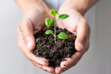 Hands Holding a Sapling
