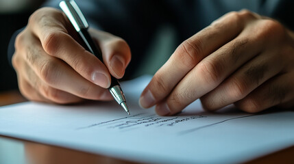 Naklejka premium Hand signing on e-document to authorize medical treatment in healthcare systems.