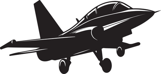 Fighter jeet black silhouette on transparent background