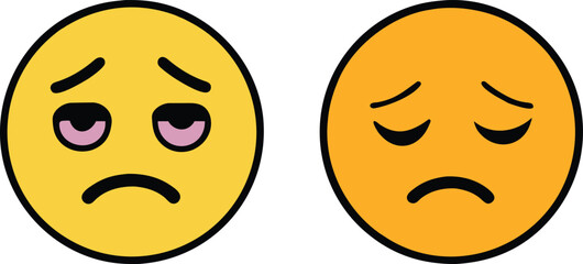 Disappointed But Relieved Face Emoji Vector Icon Illustration on white Background.
