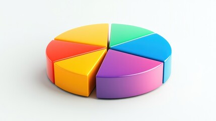 A colorful 3D pie chart with multiple segments, each section raised slightly to emphasize data distribution, set against a clean white background.