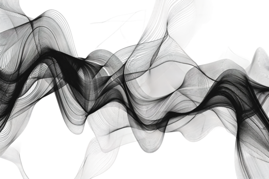 Curved abstract line art motif isolated on transparent background