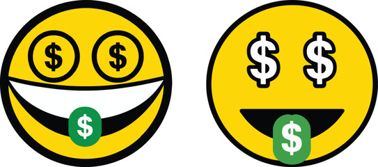 Obraz premium Money Mouth Face Emoji Vector Icon Illustration on white Background.