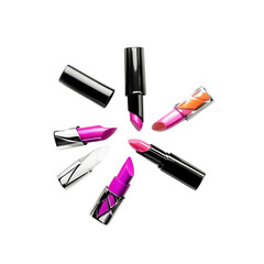 Obraz premium Colorful Lipsticks in a Starburst Pattern