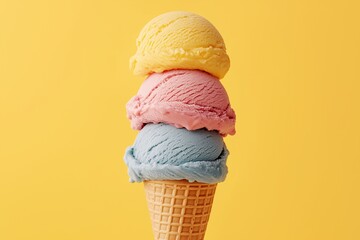 Ice cream with three colors stacked on top of each other  