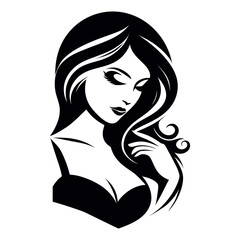 Beautiful woman face logo. Hair, spa and aesthetics business concept. Vector illustration