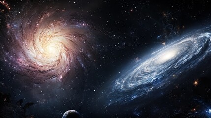 Obraz premium Cosmic Dance of Galaxies