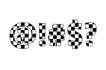 Handcrafted Checkerboard punctuation color creative art typographic design