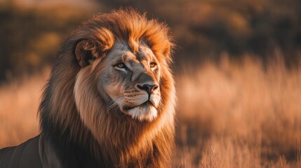 Fototapeta premium Majestic Lion in Golden Light