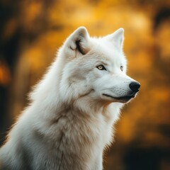 Obraz premium Majestic White Wolf in Autumn