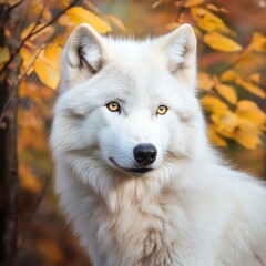 Obraz premium Majestic Arctic Wolf in Autumn