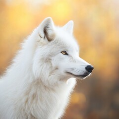 Obraz premium Majestic White Wolf in Autumn Light