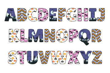 Handcrafted Halloween Party letters color creative art typographic design