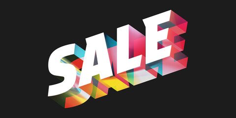 sale, multicolored 3d illustration on black background