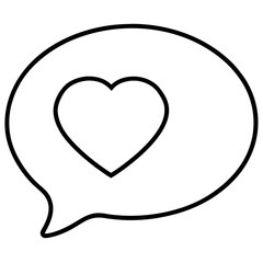 speech bubble with a heart outline coloring book page line art drawing