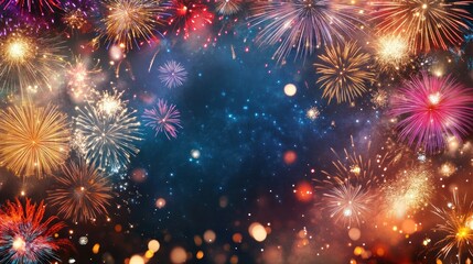 Fototapeta premium Fireworks Party on New Year Celebration.