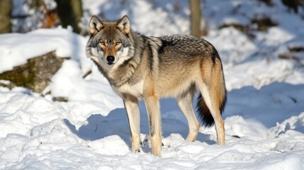 Fototapeta premium Lone Wolf in Winter Wonderland