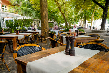 restaurant terrace in the street of Bratislava