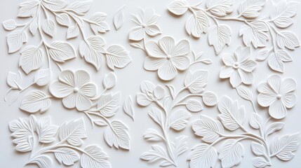 Close-up of smooth paper surface with embossed floral details, paper, delicate design