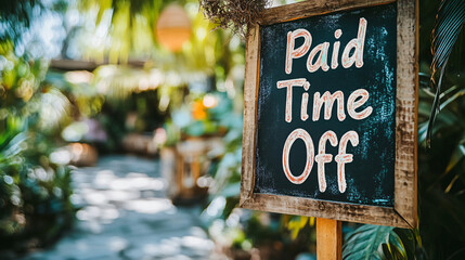 A sign that says "Paid Time Off". Generative AI	